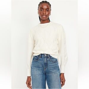 Old navy pointelle White Knit Sweater